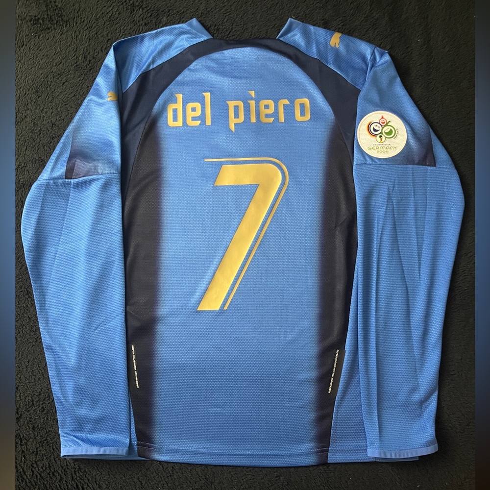 Del Piero #7 Italy 2006 Longsleeve Retro Soccer Jersey Home Blue World Cup S-XL